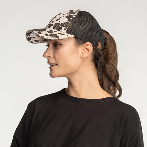 Image of C.C Exclusives Hatsandscarf Washed Distressed Cotton Denim Ponytail Hat Adjustable Baseball Cap (BT-13)