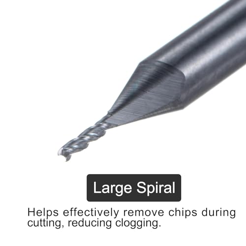 Image of uxcell Carbide Square End Mill, 1 /32 inch Diameter TiAlN Coated 3 Flutes Milling Bit Cutter, for Hardened Steel Stainless Steel Alloy Metal, 1 /8 inch Shank 1 /8 inch Cut Length 1-1 /2 inch Long HRC55