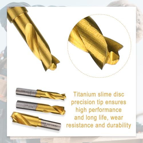 Gosknor 3stk Spot Weld Bohrer Set, Hochgeschwindigkeitsstahl Spot Weld Cutter Titanbeschichtete Spotweld Entferner Werkzeuge, Verfügbar in 6,5mm 8mm 10mm