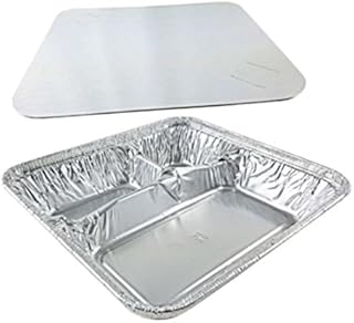 Handi-Foil Large 3-Compartment Oblong Tv Dinner Aluminum Tray Pan w/Lid 50/Pk (pack of 50)