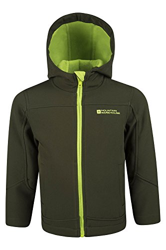Mountain Warehouse Exodus Kids Softshell Jacket With Hood - Girls Boys Coat Khaki 5-6 Years