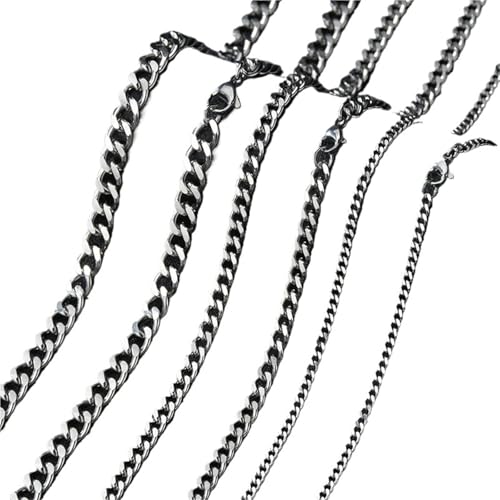 JDKHXPCL �x�[�V�b�N �p���N �X�e�����X�X�`�[�� 3,5,7mm �J�[�u �L���[�o �l�b�N���X �����Y ���f�B�[�X �u���b�N �S�[���h �J���[ �����N �`�F�[�� �`���[�J�[ �\���b�h ���^�� �W���G���[ (40cm�A5MM_�u���b�N)