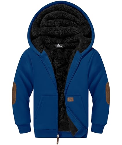 Image of SWISSWELL Unisex Boys Girls Fleece Hoodie Sherpa Lined Jacket Zip Up Hooded Sweatshirt Winter Outerwear for Kids