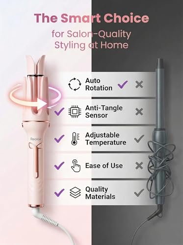 Image of Auto Hair Curler, 3-in-1 Automatic Curling Iron Set with 1 inch & 1.25 inch Ceramic Rotating Barrels and Heated Brush Attachment, Anti-Tangle, Anti-Scald, Auto Shut-Off, Dual Voltage