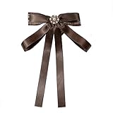 JKQBUX Retro Plaid Ribbon Bow Tie Brooch Pins for Women Girls Pearl Bow Brooch Pre-Tied Bowknot Corsage Party Ceremony Accessories