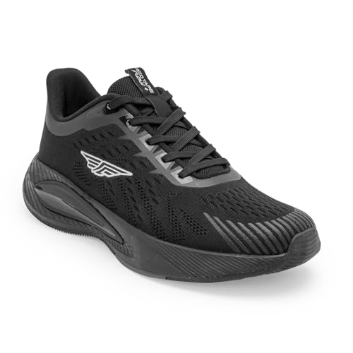 Image of Red Tape Men's Sneakers Black Mesh Round Lace-Up Comfort Grip, 8 UK