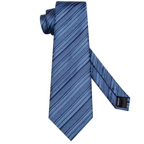 Image of Hi-Tie Men Silk Ties Set with Flower Lapel Pin Necktie Pocket Square Cufflinks for Tuxedo Wedding Business