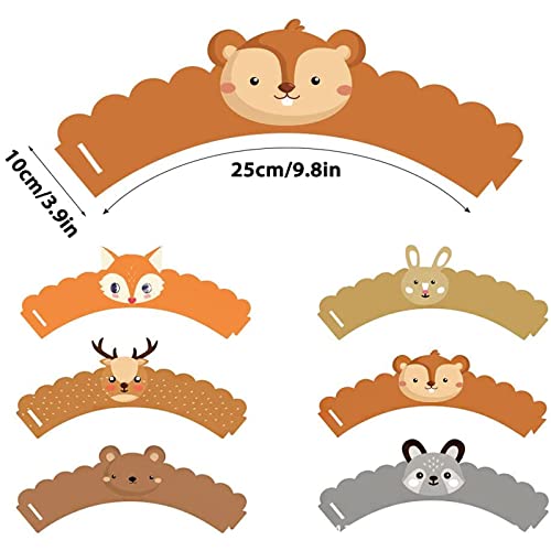 Aatpuss 48 Stuks Cupcake Wrapper Toppers Papier, Cupcake Wrappers en Cake Toppers, Animal Cupcake Wrappers, voor Junglefeesten, Verjaardagsfeestjes, Taartdecoraties (48 Stuks) - Image 4