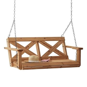wood pergola with swing