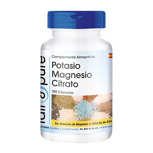 Fair & Pure® - Citrato de Magnesio y Citrato de Potasio - Vegano - Minerales esenciales - 180 Cápsulas