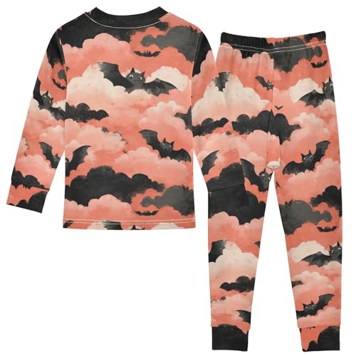 Pajama Sets Long Sleeve Bats Flying Among Clouds Soft Comfy Sleepwear 2 Piece PJS 3-8T3