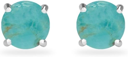 Sterling Silver Cabochon Stone Round 6mm Prong-set Stud Earrings for Women - Image 4