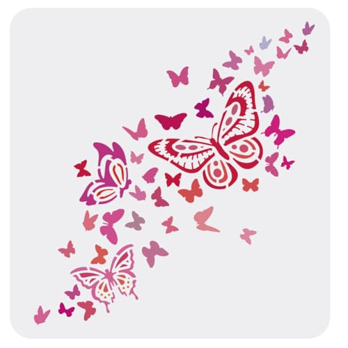 FINGERINSPIRE 8 Stencil Farfalle E Libellule Per Pittura, Con 1 Pennello, Plastica Riutilizzabile, Dimensioni Variabili, Per Decorazioni Murali E Fai Da Te