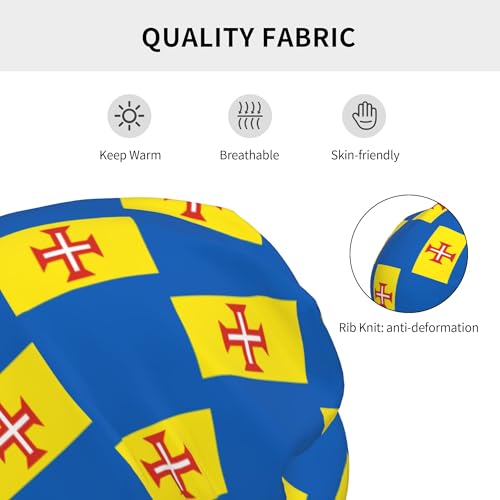 Flag of Madeira Children Hip Hop Knitted Hat Kids Elastic Leisure Knit Cap Warm Sleep Beanies Black3