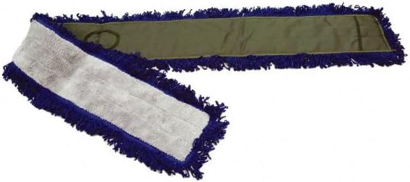 PRO-SOURCE Microfiber Dust Mop Pad, Blue & Gray, 72 x 7 inches, Canvas Backing with Slip-Through Pocket, Fringed Head, Launderable