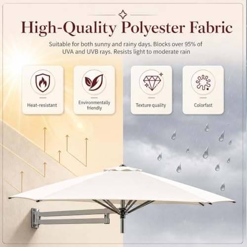 Toldo regulable de pared con doble botón y mecanismo de resorte integrado 4