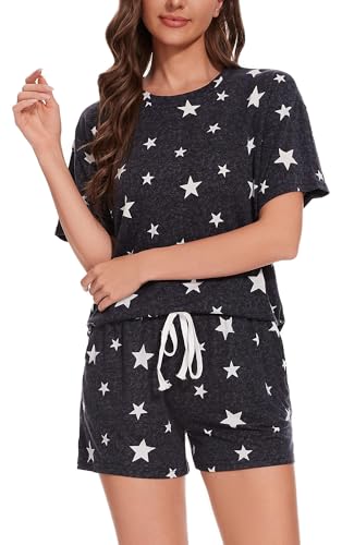 Image of 2 Pack Pajama Shorts for Women Cotton Sleep Shorts Casual Lounge Pants Drawstring Pj Bottoms