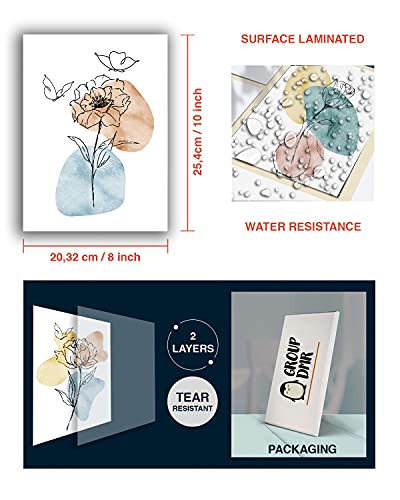 Minimalist Abstract Boho Aesthetic Line Modern Botanical Floral Plant Posters Prints Pictures Paintings Wall Art Decor Decorations Gifts For Living Room, Bedroom Bathrooms - 8X10 Inches Unframed Set Of 4 By Group Dmr (C2) #TOP1