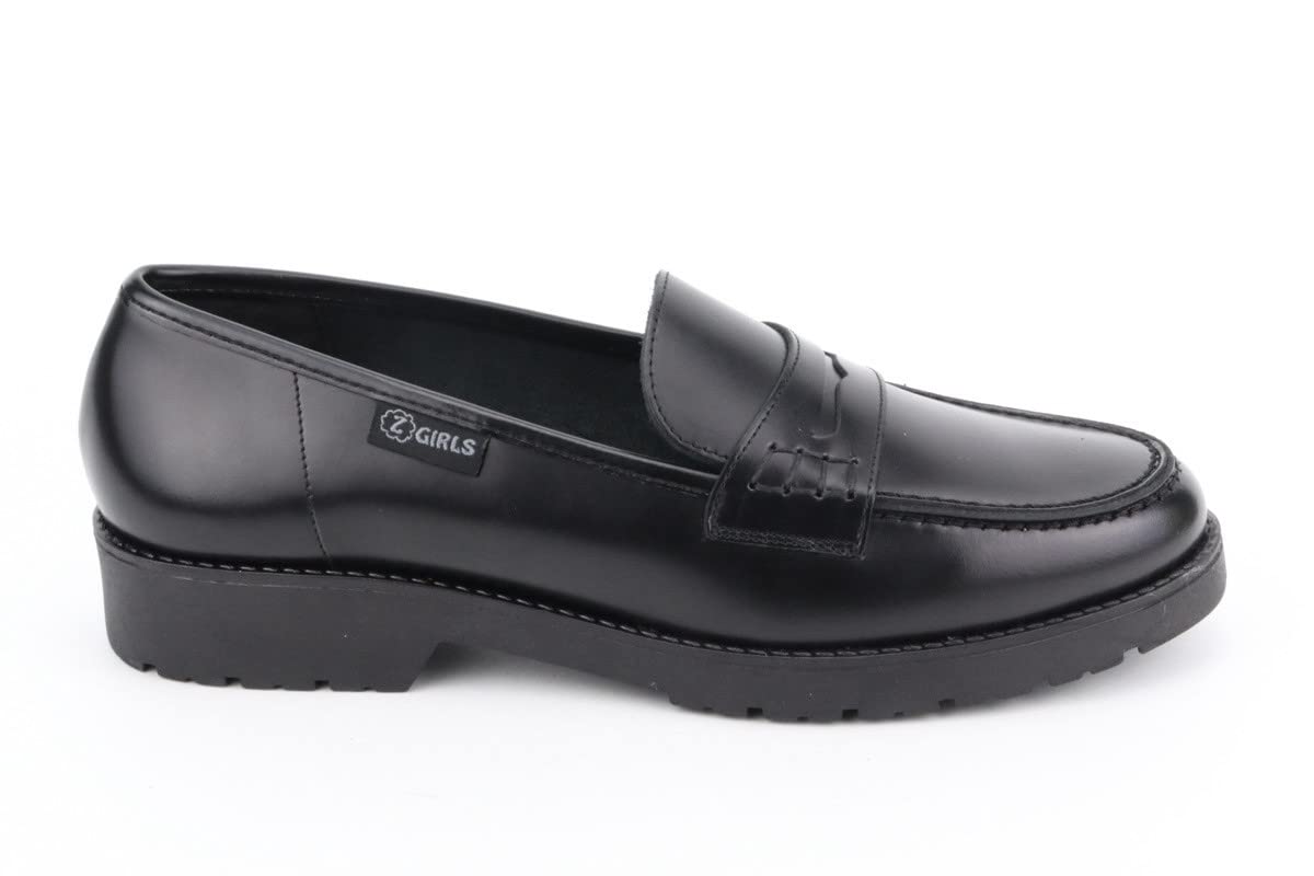 Mocasin Yale 400 College Negro Zapato Castellano Uniforme Escolar Impermeables