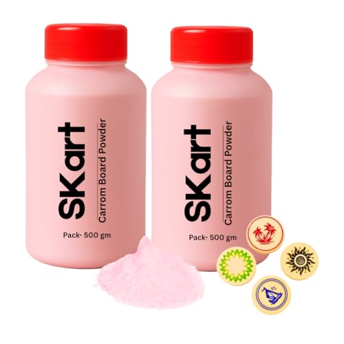 Image of Carrom Board - Practice Carrom Powder 500X2 gm Combo Pack of 2 with 2 8mm Ivery Striker | Smooth, Fast & Friction-Free Play | Professional Quality Carrom Powder, 1 kg Pack.