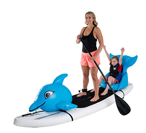 Stand Up Floats Inflatable Toy Dolphin and seat Easily attaches to Any SUP Paddle Board with Removable Universal Harness, Blue, Large, by