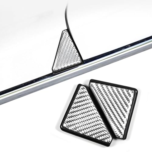 Fluher 2 PCS Car Door Corner Protector, 1.81In x 2.28In x 2.67In Carbon Fiber Waterproof Anti-Collision Vehicle Decorative Accessories with Adhesive, Universal Automotive Door Edge Sticker (Silver)