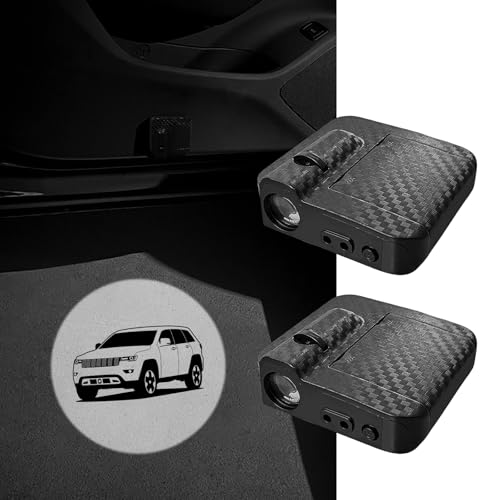 2 Pack LED Car Door Welcome Lights Projector Logo Light Ghost Shadow Lamp for Jeep Grand Cherokee Accessories