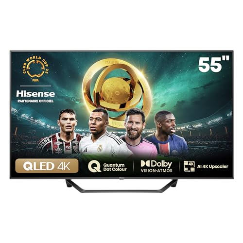 Hisense 55 inch Smart TV 55A7NQ QLED 4K UHD, Dolby Vision Atmos, AI MEMC Sport Mode, HDR, VIDAA with Youtube, Netflix, Disney+, Channel +(2024 Model)