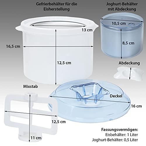 Gino Gelati Eismaschine Potium Speiseeismaschine Eiscreme Maschine Eisbereiter, 70 Watt, Weiß/Blau, Kompaktes Design, leichte Reinigung, für Zuhause – Bild 8