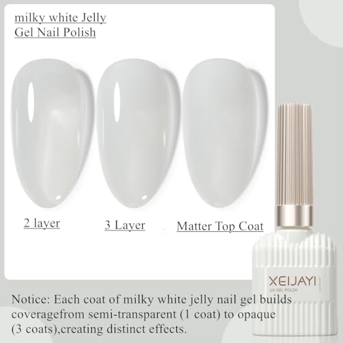 Jelly Milk White Gel Nail Polish 15ML miniatura 2