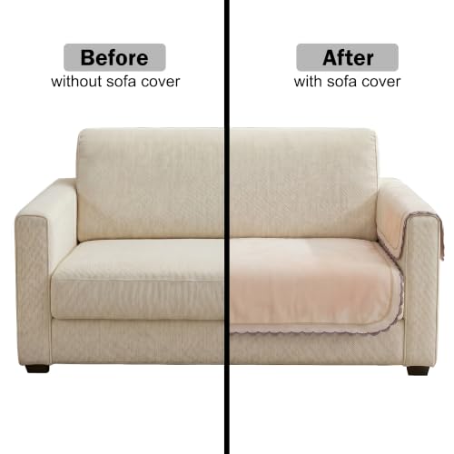 Image of Story@Home Velvet Sofa Cover 3 Seater Set (76x178cm) with Arm Rest Covers |Anti Slip Sofa Mat 3 Seater for L Shape Sofa Cover |Measure Your Sofa & Create Your Own Customized Set - Ombre Cotton Candy