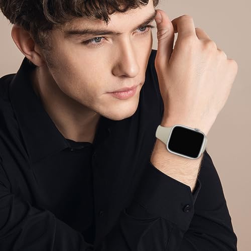Image of Slim Band Compatible with Apple Watch Bands 38mm 40mm 41mm 42mm 44mm 45mm 46mm 49mm for Women Men,Soft Thin Narrow Silicone Sport Strap Wristbands for iWatch Series 11 10 9 8 7 6 5 4 3 2 1 SE Ultra StarLight