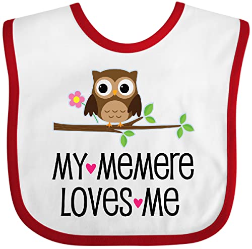 inktastic My Memere Loves Me Grandchild Owl for Girl Baby Bib