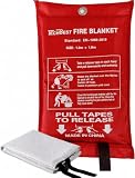 TechBest Löschdecke Küche Feuerlöschdecke - 1m x 1m Glasfaser. DIN EN 1869:2019. Brandschutzdecke für Fettfeuer in Auto, Schule, Kamin, Grill, Büro, Garage, Schweißen, Lager. 1-Packung.