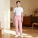 11-12 Years Boys Chino Pants School Uniform Stretch Straight Fit Flat-Front High Rise Elastic Waisted Youth Trousers Pink