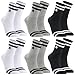 Utensilsto 6er Pack Socken Jungen 32-36 Tennissocken Sportsocken Kinder Socken Baumwolle Kindersocken für Jungen Mädchen, Alltagssocken mit Sportliche Streifen&Stern Motiv