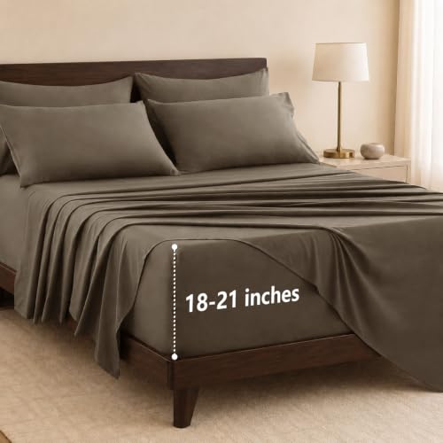 Image of CozyLux 6-Piece Queen Sheet Set, Fits 18-21 Inch Mattresses, Oeko-TEX