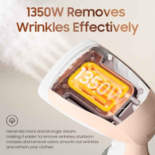 Image of Portable Hand Held Steamer for Clothes - 1350W Handheld Clothes Steamer, 15S Rapid Heating, Garment Wrinkle Remover Fastly Make Clothes Soft, Large-Capacity Iron for Hotels /Travel