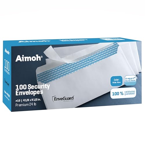 Aimoh#10 Business Envelopes Letter Size Windowless Self Seal Security 100ct