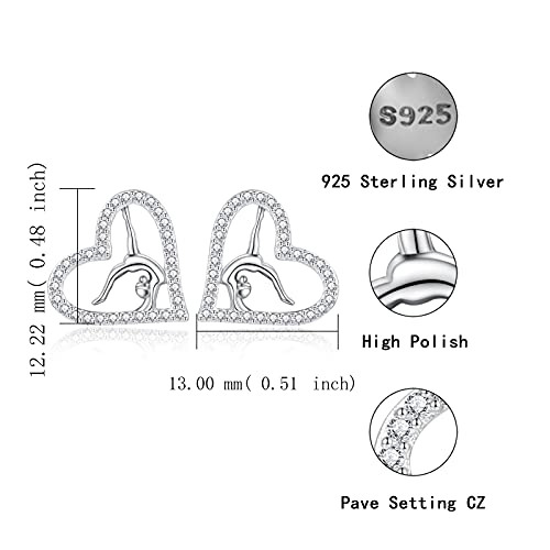 Image of Gymnastics Gifts for Women Gymnast Stud Earrings 925 Sterling Silver Team USA Gymnastics Fashion Jewelry Sport Birthday Christmas Gifts