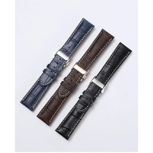 Bracelet montre cuir Longines Master Collection boucle déployante papillon noire - 4