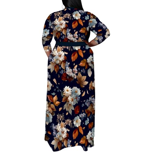 Image of SUZONANA Women's Plus Size Maxi Dresses Casual Loose Short Sleeve Long Maxi Dress with Belt Wedding