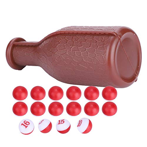 VGEBY Billiard Kelly Pool Shaker Bottle, Brown Pool Dice Billiards Accessory with 16 Numbered Tally Balls
