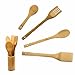 Set 5 Utensilios de Cocina de Bambu Natural - Utensilios de Cocina de Madera para Cocinar - Juego Utensilios Cocina ( Espatula, Cuchara, tenedor Bambu ) Accesorios de Cocina hechos en Bambú Natural