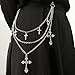 YWMAN Gothic Cross Chain Belt, Silver Multi-Layer Wallet Chain, Punk Metal Hip Hop Pants Chains with Decorative Crosses, Unisex Fashion Accessory