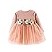 Otoño invierno lindo bebé niña tutú floral de manga larga vestido de princesa 0-24 Mes (Tamaño:18-24Mes, Rosa)