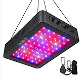 Niello LED-Pflanzenlampe mit 100 LEDs, Schwarz, Aluminium, Doppel-10W-Chips, Vollem Spektrum, UV & IR, Berührungsschalter, Modern, 1000 Watt, Deckenmontage, Outdoor, Patio, Balkon, Garten
