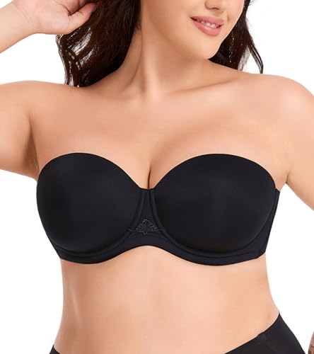 Soutien-gorge push-up sans bretelles dos nu noir 95E pour femme