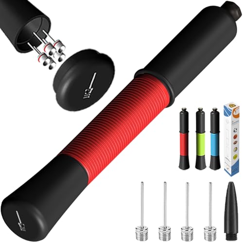 Ballpumpe mit Nadelaufbewahrung (Niemals die Nadel verlieren) Basketballpumpe mit 5/10 Nadeln und ausziehbarem Kabel für Fußball, Basketball, Volleyball, Rugby Ball - Großartig für alle Bälle