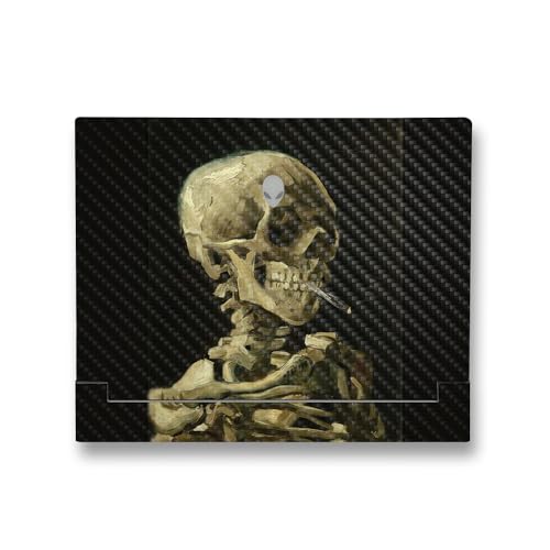 Image of MightySkins Carbon Fiber Skin Compatible with Alienware X14 R2 (2023) Full Wrap Kit - Skull with Cigarette | Protective Durable Textured Carbon Fiber Finish | Easy to Apply | Made in The USA